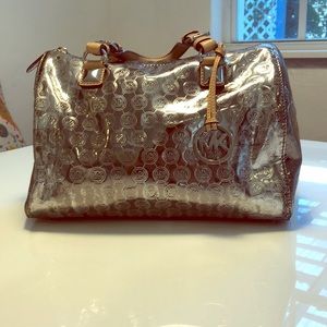 Michael Kors silver metallic hand bag